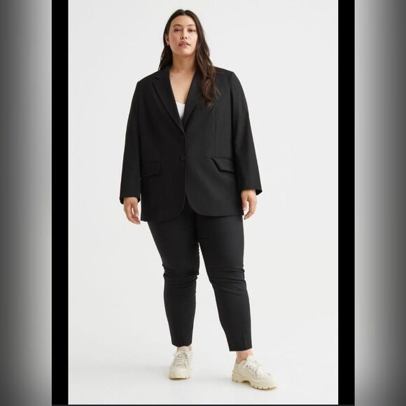 NEW H&M Oversized Blazer Jacket Black Womens Plus Size XXL Office Workwear - Picture 4 of 16